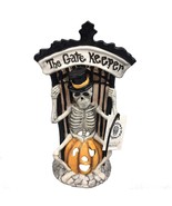 Gate Keeper 16458 Top Hat Skeleton Pumpkin Candle House Blue Sky Claywor... - $48.51