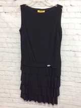 Clari.e. Women&#39;s Little Black Evening A line Dress Sleeveless Ruffles Sz 8 - £11.98 GBP