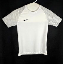 Nike Kids Workout Shirt Medium White Gray Striped Sports Top - £12.78 GBP