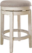 Realyn French Country 24&quot; Counter Height Backless Swivel Barstool, Chipped - £94.94 GBP