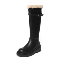 Kanseet Warm  Winter Shoes New Women Knee-High Boots Belt Buckle Cow Leather Rou - £133.35 GBP