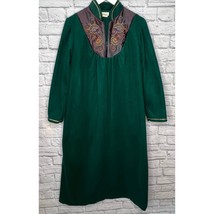 Vintage Carriage Court 1/2 Zip Housecoat Robe Muumuu Gown M Green Embroidered - £31.39 GBP