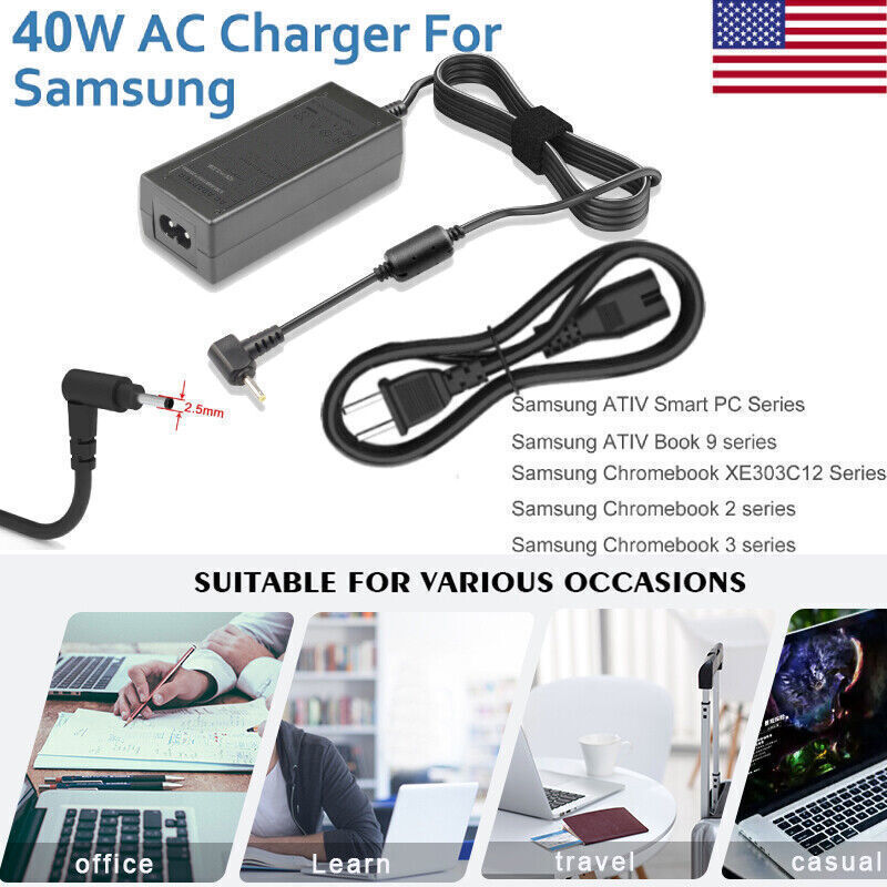Primary image for AC Adapter for Samsung Chromebook 2 Xe500c12,3 Xe500c13 Xe501c13, PA-1250-98