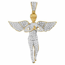 10k Yellow Gold Mens Round Diamond Angel Wings Faith Charm Pendant 1 Cttw - £681.02 GBP