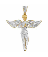10k Yellow Gold Mens Round Diamond Angel Wings Faith Charm Pendant 1 Cttw - £676.85 GBP