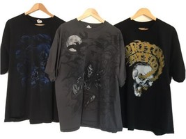 Y2K T-Shirts Skulls Halloween Men&#39;s 2XL (Lot of 3) Reaper Guitar Moon Tattoo - £49.73 GBP