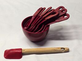 KitchenAid Measuring Cups Spoons Teaspoon Set Burgundy 10 Piece Combo Cu... - $9.98