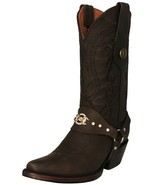 Womens Western Boots Brown Mid Calf Leather Snip Toe Casual Removable Strap - $119.50