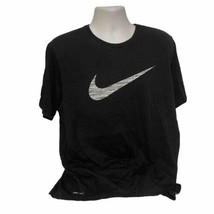Nike Men&#39;s XXL T Shirt Black Big Chest Swoosh Logo Dri-Fit Black 2XL - £11.47 GBP