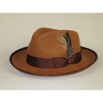 Men BENTLY Hat Australian Wool Fedora Brooks Collection BR722 Camel Brown image 3