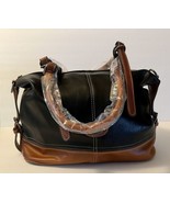 Hemazhudfan Medium Black/Brown Faux Leather Vinyl Top Handle Purse NEW/NBU - $49.50