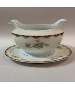 Royal Embassy China Gravy Boat Attached Under Plate RUTLAND Japan - $39.41 CAD