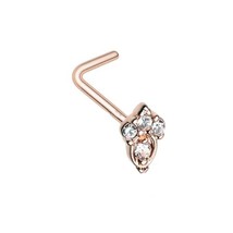 Klassisch 14K Rose Gold Über Lab-Created Moissanit L-BEND Nase Ring Niet... - £15.90 GBP