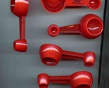 5 Red Plastic 4 in 1 Measuring Spoons Radio Sam Advertising NOS 1950&#39;s - £22.22 GBP