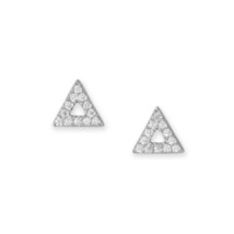 White Round CZ Triangle Shaped Stud 925 Sterling Silver Party Earrings Gift - £38.49 GBP