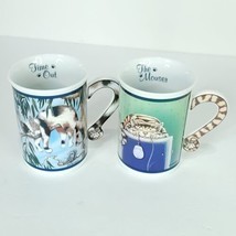 2 Danbury Mint Comical Cat The Mouser &amp; Time Out Coffee Cup Mug Gary Pat... - $32.66
