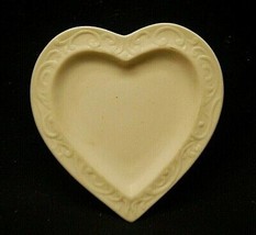 Bisque Heart Shaped Mini Butter Pat or Tea Bag Holder Embossed Edge - £7.62 GBP