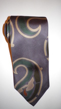 Yates &amp; Co London large mauve  paisley silk tie, handmade in England fre... - $39.50
