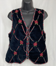 Casey &amp; Max Red Multicolor Christmas Plaid Vest 100% Cotton Women&#39;s Size... - $16.01