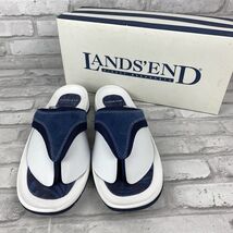 Lands' End Women's Size 11 Flag Blue &amp; White Sport Casual Sandal Thong New - $19.94