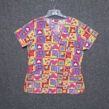 Dickies Women&#39;s Scrub Top Size Small Hearts Love Valentine Red Yellow Pink - £8.92 GBP