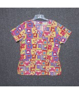 Dickies Women&#39;s Scrub Top Size Small Hearts Love Valentine Red Yellow Pink - £8.73 GBP