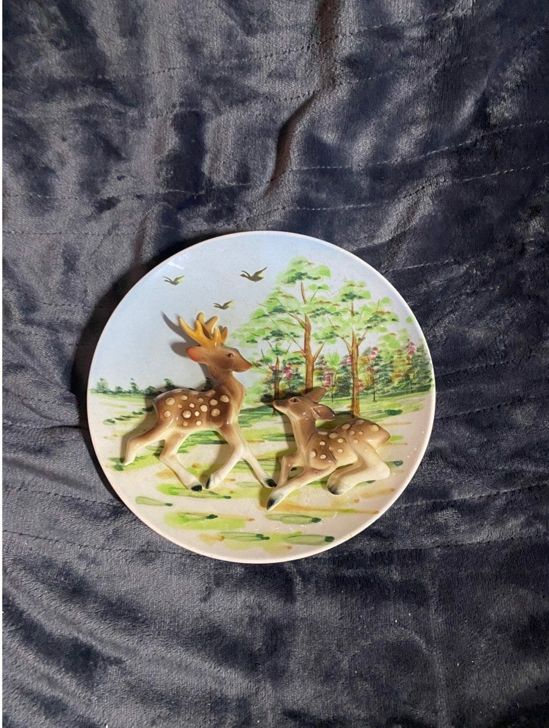 Primary image for Vintage Lefton's Exclusives Japan 3D Deers Hanging Wall Plate Mallard