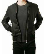 Men Black Leather Jacket Biker Racer Party Soft Lambskin Jacket - £128.61 GBP