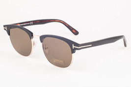 Tom Ford LAURENT 623 02J Matte Black Gold / Brown Sunglasses TF623-02J 51mm - £171.19 GBP