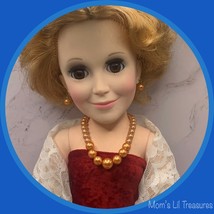 18-20 Inch Vintage Doll Jewelry • Peach Pearl Doll Necklace Earrings Set - $12.74