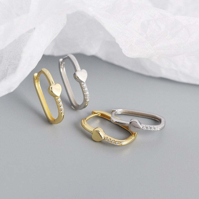 Anyco Earrings Punk Shiny Zircon Ear Buckle Simple Rock Hoop Sterling Silver Item image 3