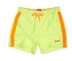 Superdry Mens Swim Volley Trunks Shorts Yellow 4&quot; Inseam Mesh Lined Medium - £18.37 GBP