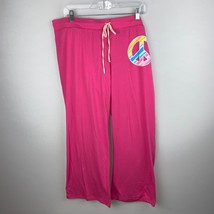 Joe Boxer Pants Pink Elastic Waist Sweatpants Peace Symbol Flared Leg Si... - $17.59