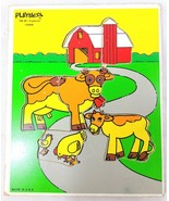Vintage Playskool 186-02 FARM Cows Chickens Barn Wooden 8 Piece Puzzle - £15.72 GBP