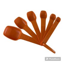 Vintage Tupperware Orange Measuring Spoon Set of 6 Nesting Spoons &amp; D Ring - £14.21 GBP