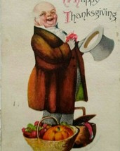 Thanksgiving Postcard Ellen Clapsaddle Chubby Man Wolf Detroit Michigan ... - £17.09 GBP