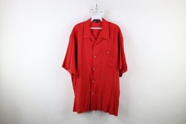 Vintage 90s Streetwear Mens XL Looped Collar Silk Short Sleeve Button Sh... - $49.45