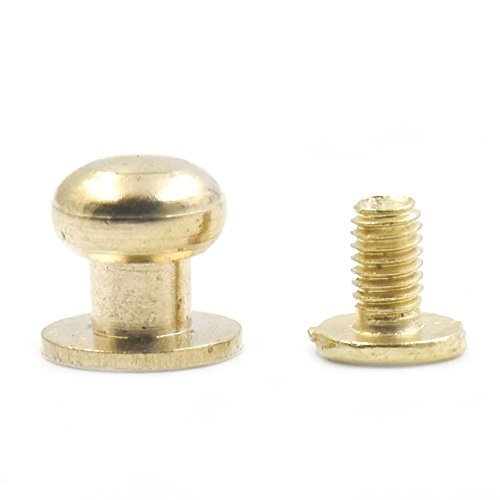 Bluemoona 20 Sets - 7mm 9/32" Head Button Brass Stud Screwback Screw Back Spots