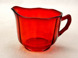 Ruby Glass Coffee Cream Pitcher, Ribbed, 6 Oz. Capacity, Syrup, Honey, V... - £11.52 GBP