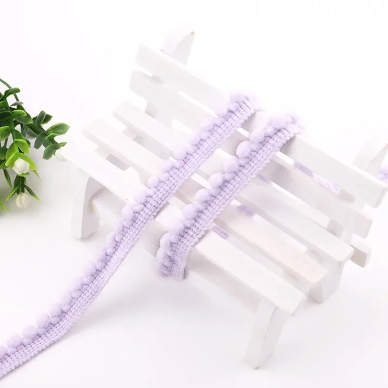 2-5 Yards Lace Decoration Ball Mini Pompom Fabric Woven -2y 18 Light Purple - $2.35 CAD