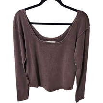 NEW We The Free Chloe Long-Sleeve Tee Large Deep Mohogany Brown T-Shirt - $32.62