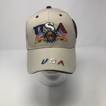 USA Beige Hat, Red White and Blue Flag Cap - $6.79