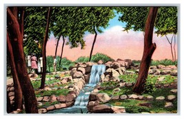 Waterfall Chahinkapa Park Wahpeton North Dakota ND UNP Linen Postcard S12 - £5.56 GBP