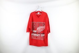 Vintage 90s Mens XL 1998 Stanley Cup Champs Detroit Red Wings Hockey T-Shirt Red - £35.00 GBP