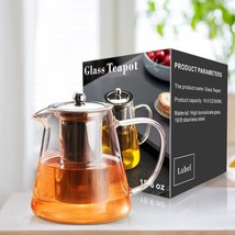 Transparent glass teapot 18.6 OZ with detachable 18/8 stainless steel in... - $11.78