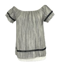 Anthropologie DRA Los Angeles Small Short Sleeve Shirt Top Off Shoulder Fringed - £18.03 GBP