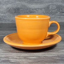 Fiesta Tea Cup &amp; Saucer Set Orange Homer Laughlin HLC Fiestaware Made USA Teacup - $8.79