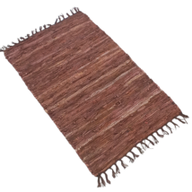 Leather Hearth Rug for Fireplace Fireproof Mat ORANGE BROWN - £125.90 GBP