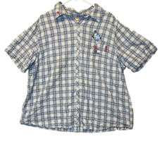 Disney Blue Button Up Shirt Eeyore Womens Size 22/24W Short Sleeve Vintage - £18.43 GBP