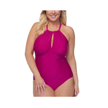 Raisins Plus Size 22W Pink Keyhole High-Neck One-Piece Swimsuit New - £23.70 GBP